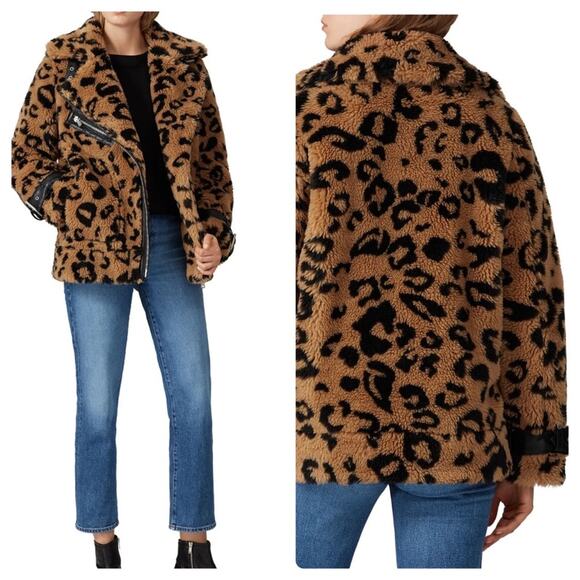 Avec Les Filles Teddy Faux Fur Biker Jacket - Picture 1 of 16